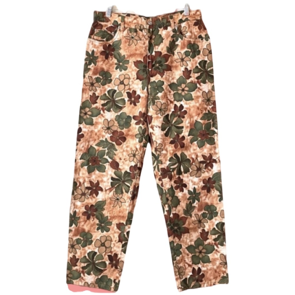 Vintage Bill Blass Easy Fit Retro Floral High Waist Mom Jeans Sz 12P